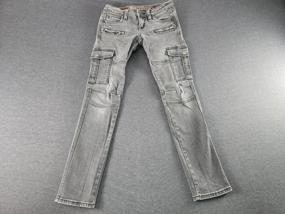 Rock By Rock Revival Jeans Womens 28 Gray Aylin Skinny Cargo Stretch Denim